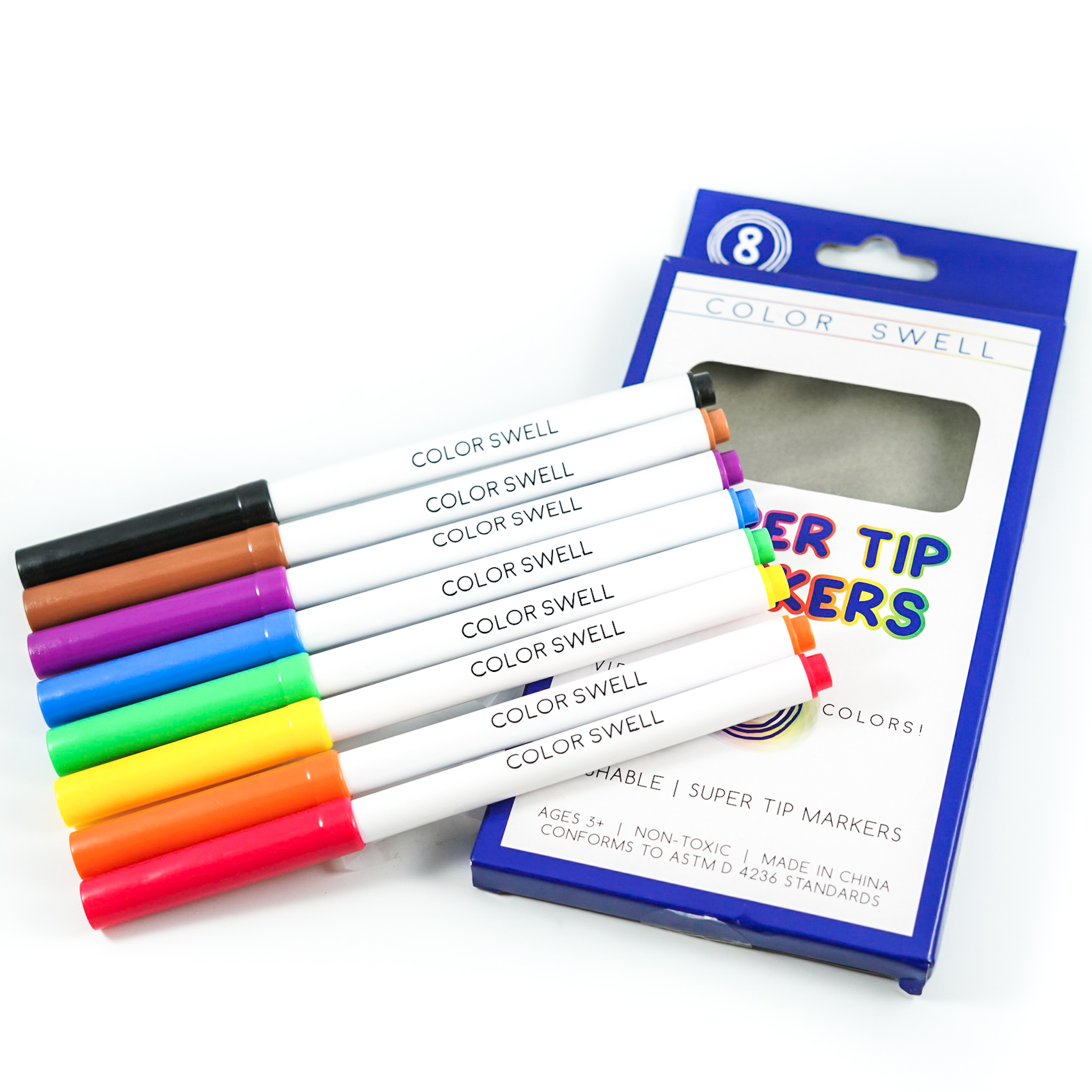 Color Swell Washable Bulk Super Tip Markers 10 Pack, 8 markers per pack, 80  total bulk markers 